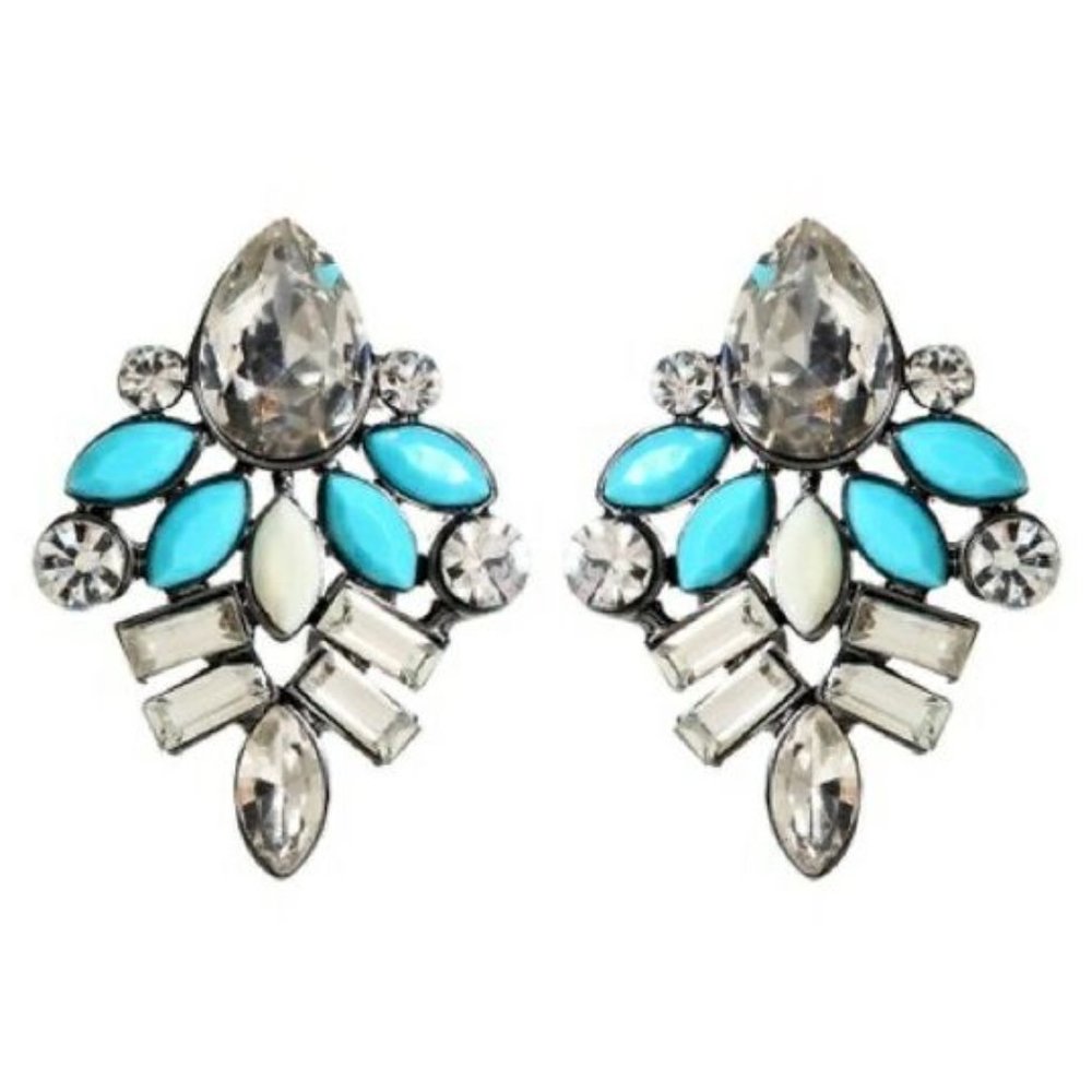 Amrita Singh Goa Turquoise Ivory Austrian Stud Statement Earrings